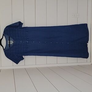 Vintage 90s Studio Wear medium blue denim button down maxi dress